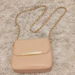 Crossbody Faux Leather Purse - Nude